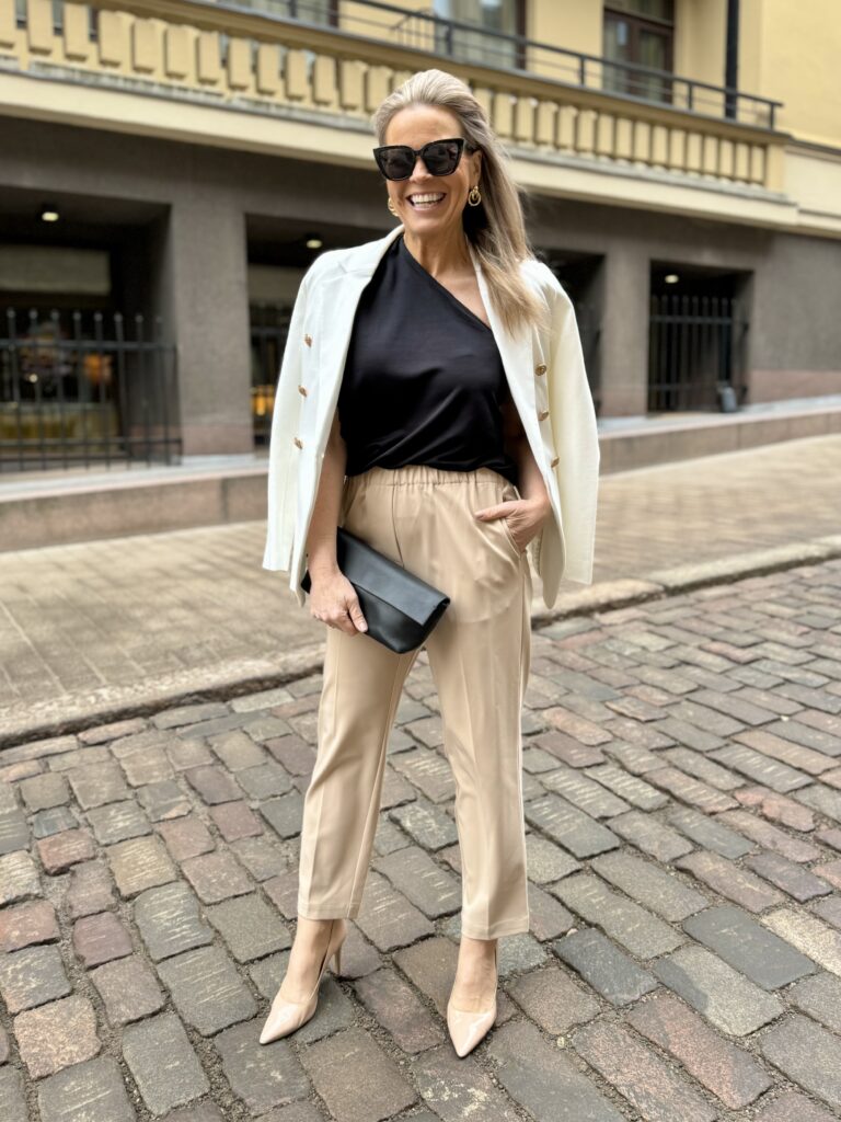 Emal nilkkahousut; beige - Image 8