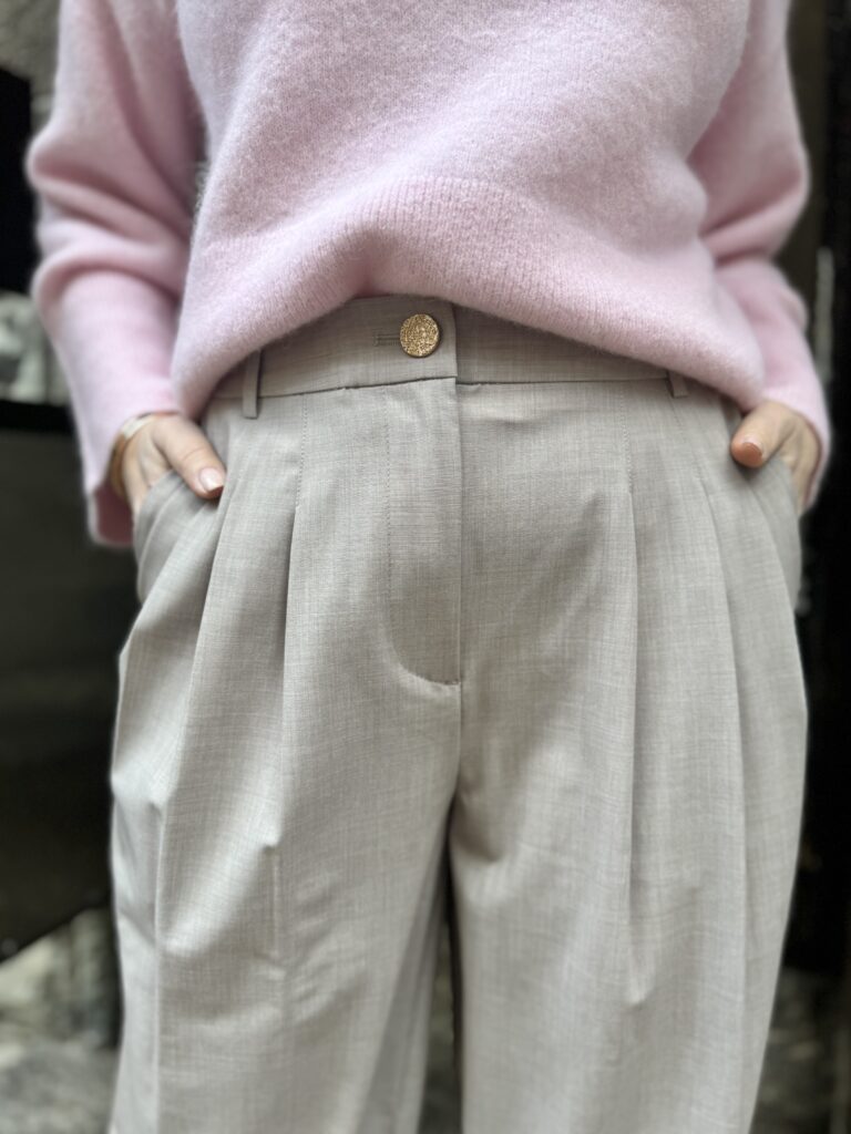 Ashke "barrel" housut; beige melerattu - Image 2
