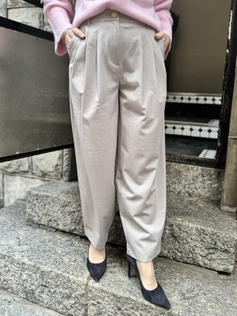 Ashke "barrel" housut; beige melerattu