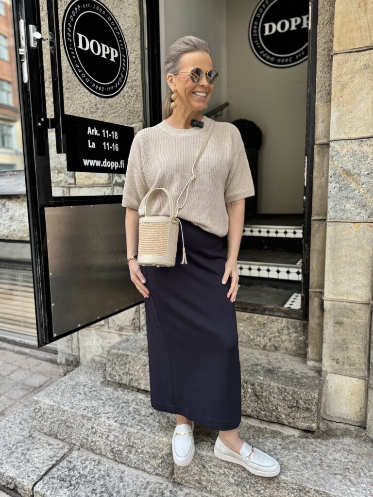 Kori pikkulaukku; beige nahka hihnalla - Image 3