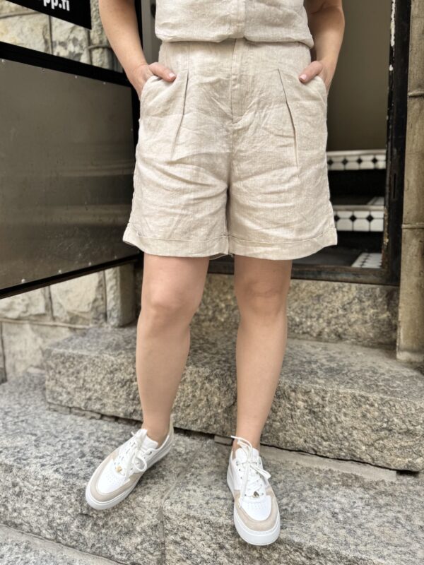 Rigitta pellava/viskoosi shortsit; haze melange