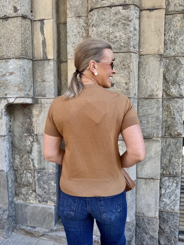 Kellsie lyhythihainen neule; tobacco brown - Image 5