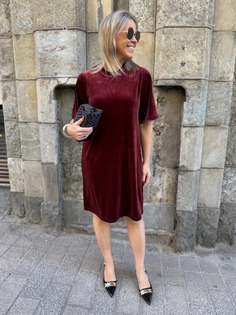 Zoe velourmekko; viininpunainen