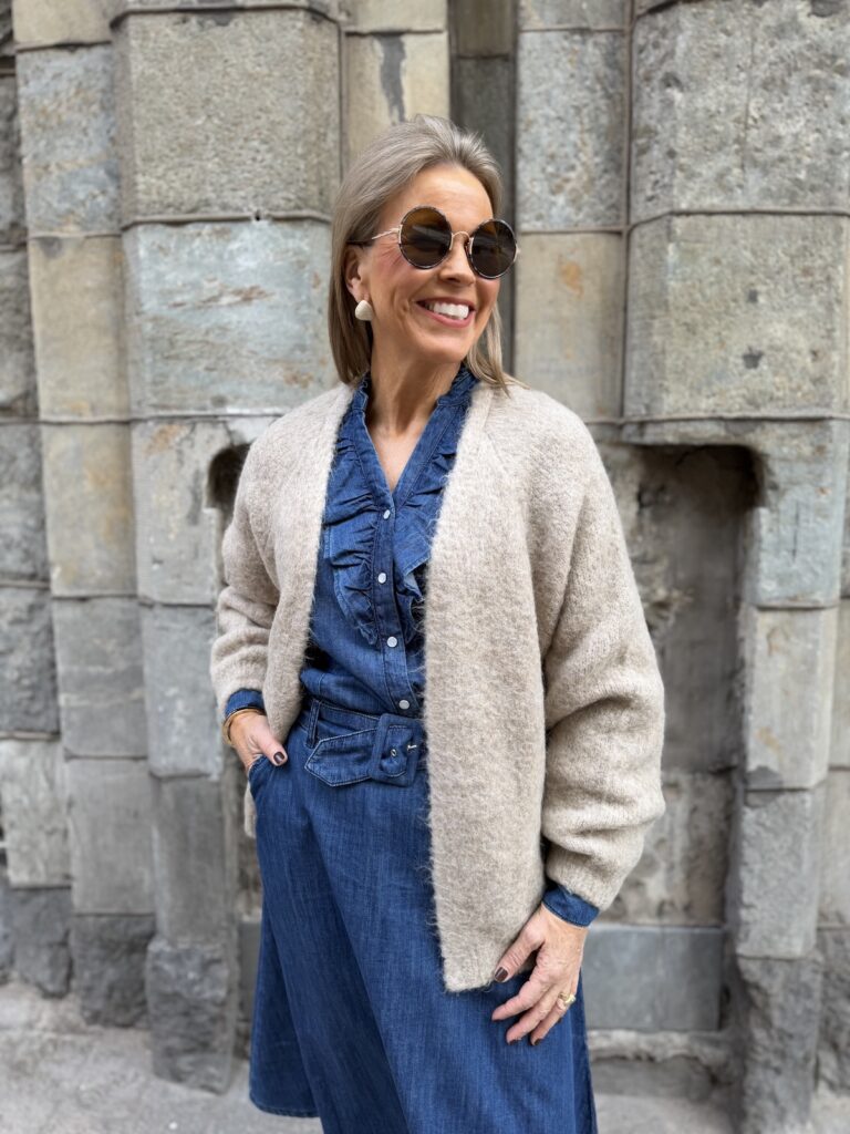 Zali neuletakki; meleerattu beige - Image 2