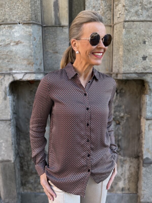 Lena ruutu kauluspaita; puna/musta/beige