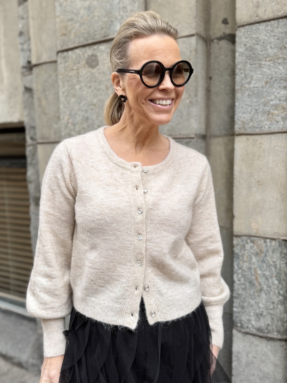 Ulja neuletakki; luonnonvaalea