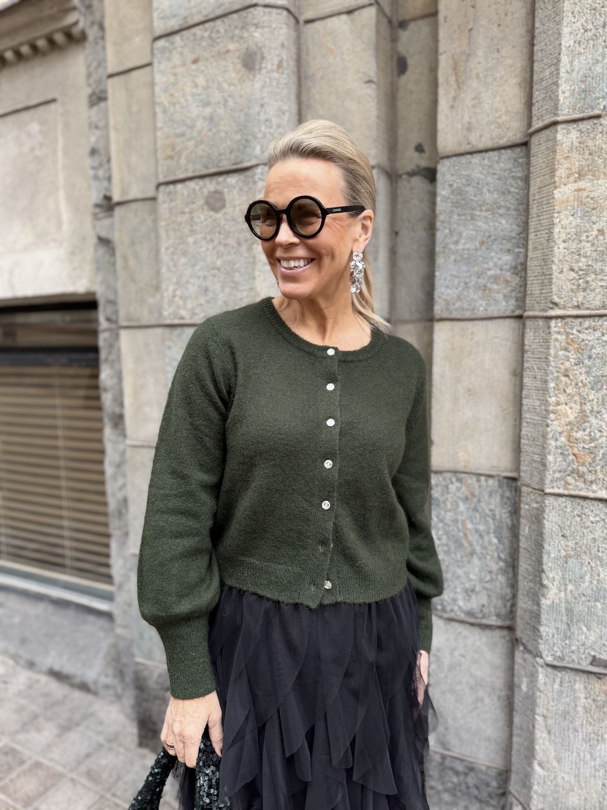 Ulja neuletakki; tummanvihreä - Image 2