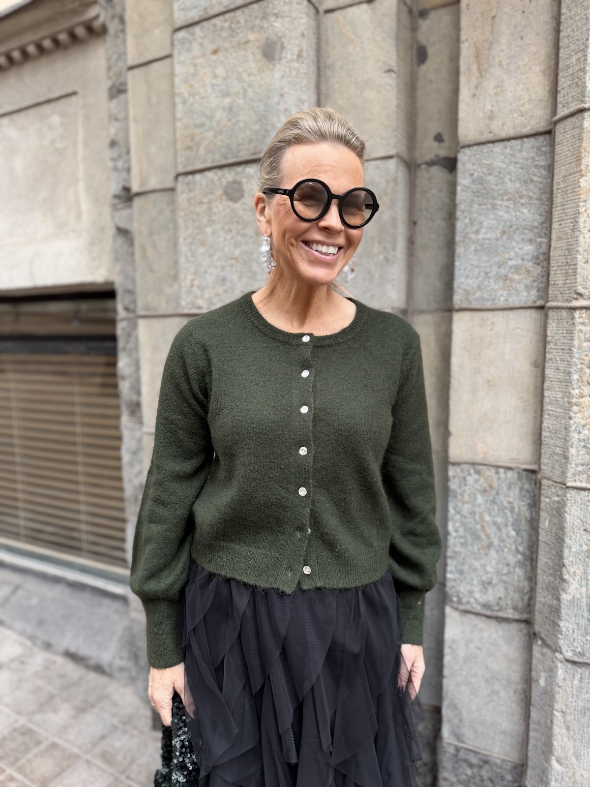 Ulja neuletakki; tummanvihreä - Image 3