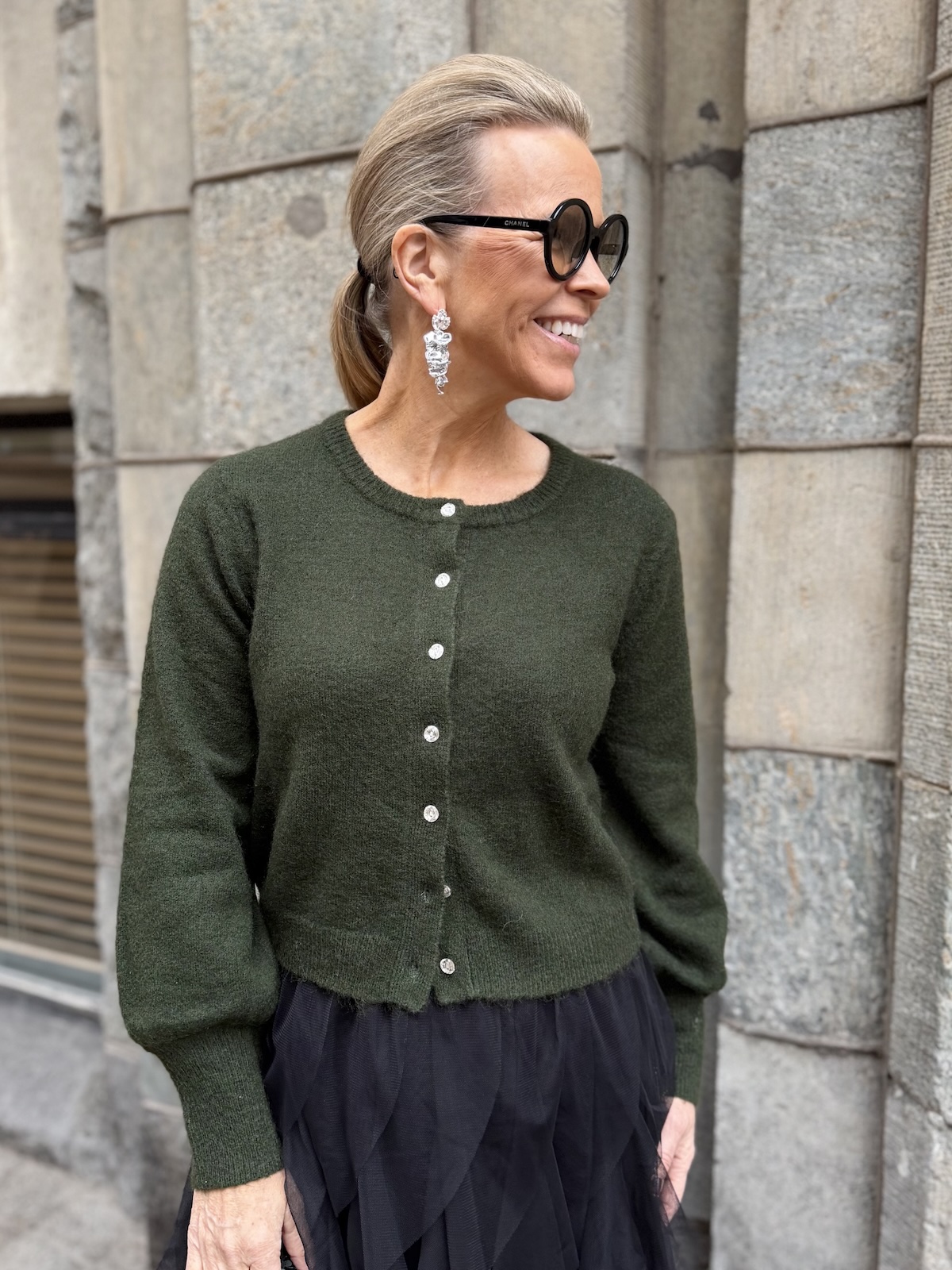 Ulja neuletakki; tummanvihreä