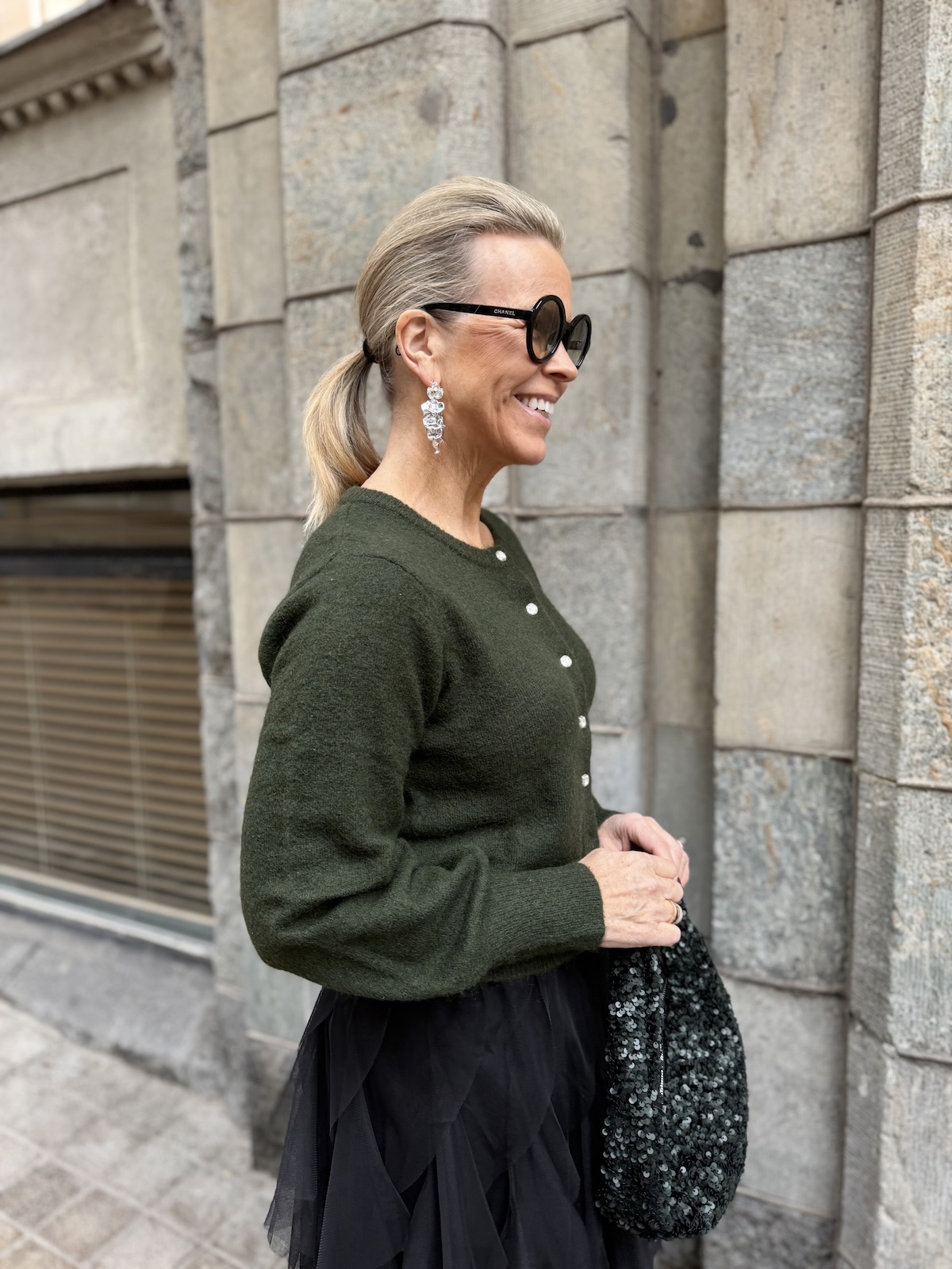 Ulja neuletakki; tummanvihreä - Image 4