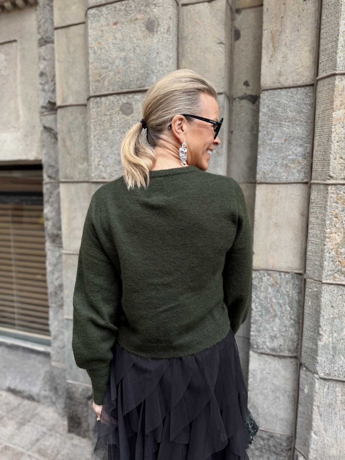 Ulja neuletakki; tummanvihreä - Image 5