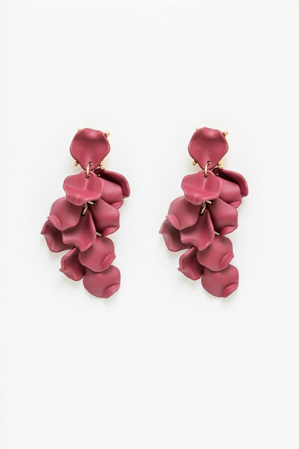 Leaf earrings mini 1824; burgundy