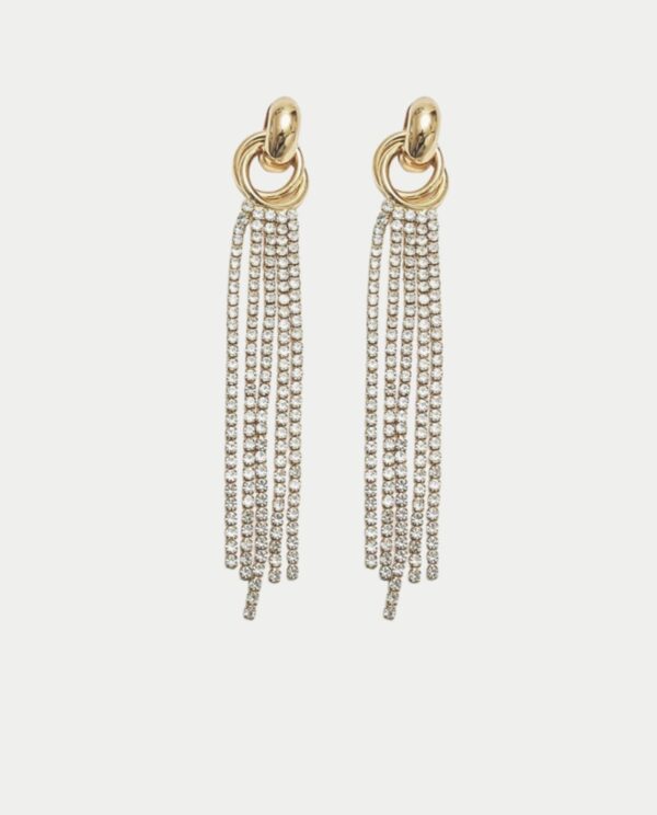 Strass knot earrings; kulta