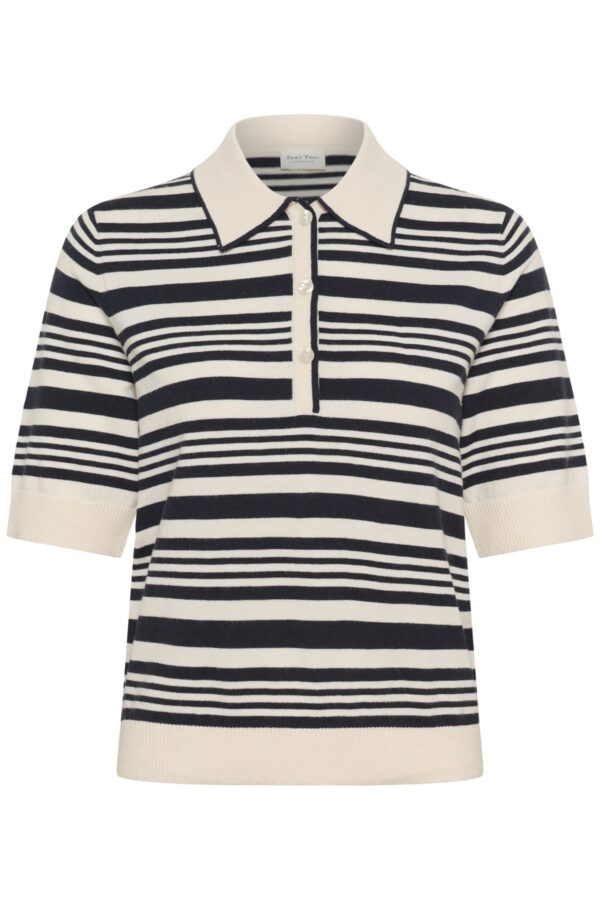 Anetti lyhythihainen paita; tummansininen raita