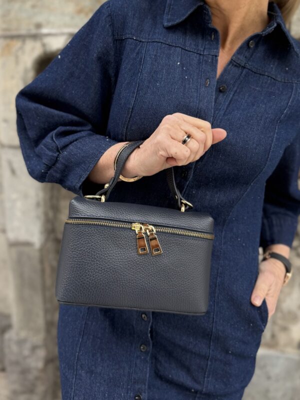 Hermina nahkalaukku; tummansininen