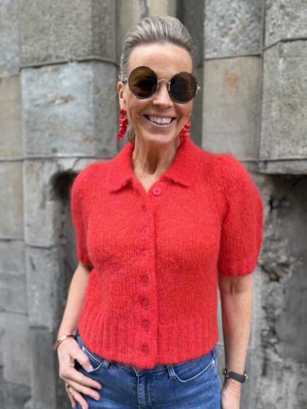 Vernoni lyhythihainen neuletakki; poppy red