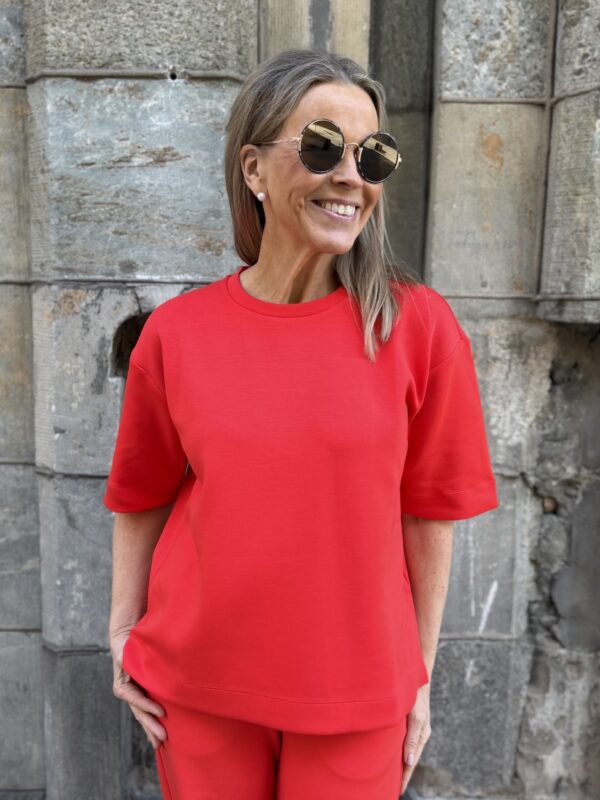 Pannie laatikkomainen t-paita; poppy red