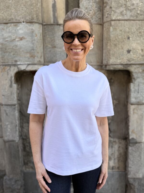 Jamina laatikkomainen t-paita; valkoinen