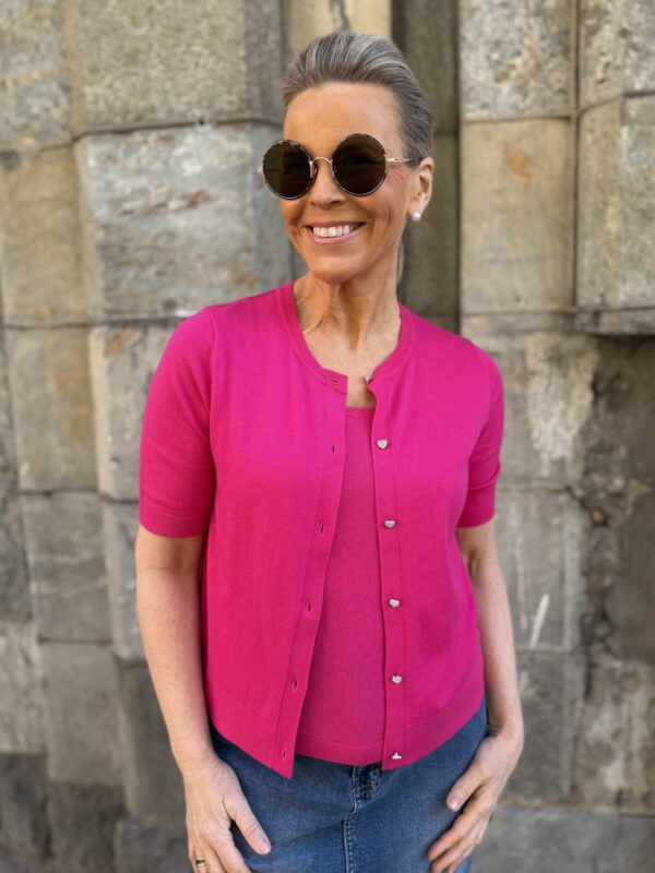 Elsa lyhythihainen neuletakki; pinkki