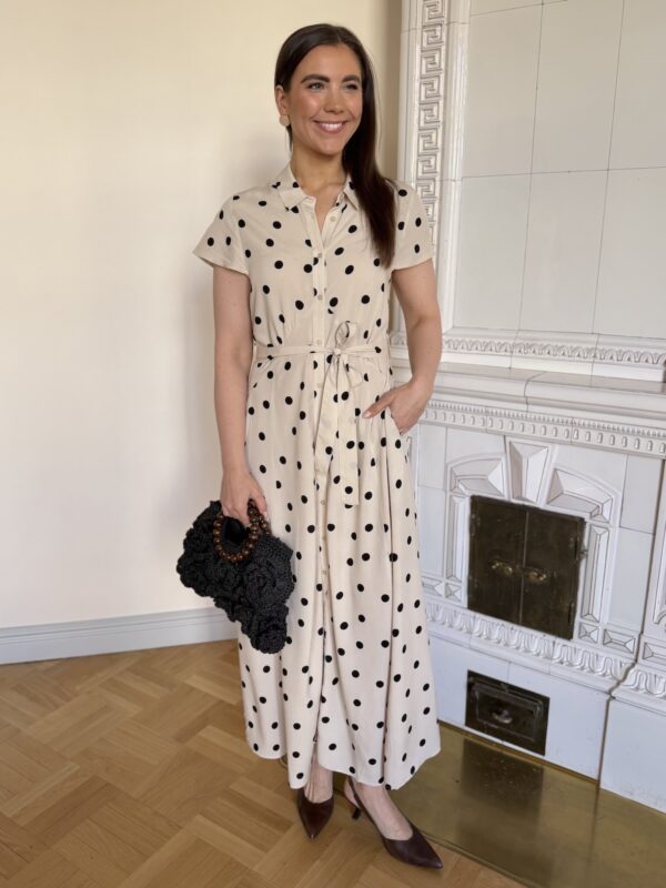 Arjana midimekko; beige/musta pallo