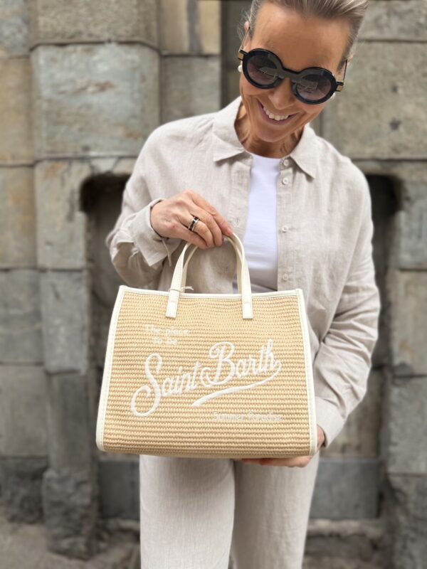 Saint Barth Vivian small laukku; beige/valkoinen