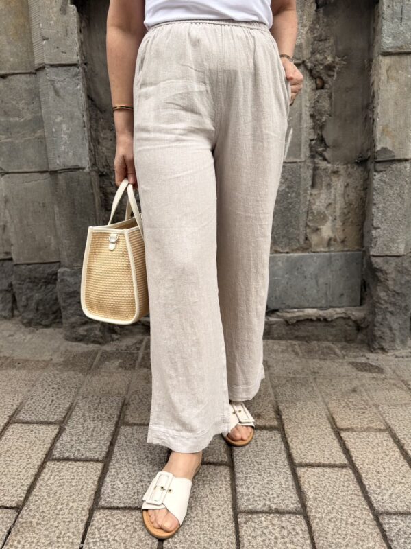 Rimone pellava/viskoosi housut; ecru