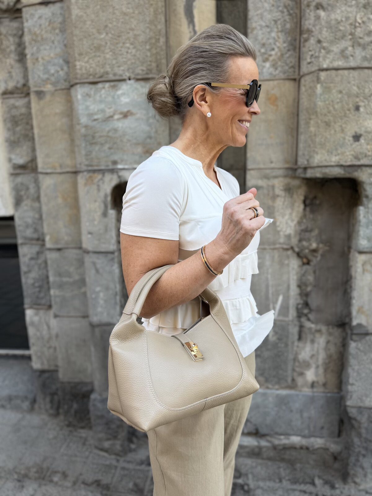 Sarah nahkalaukku; beige - Image 3