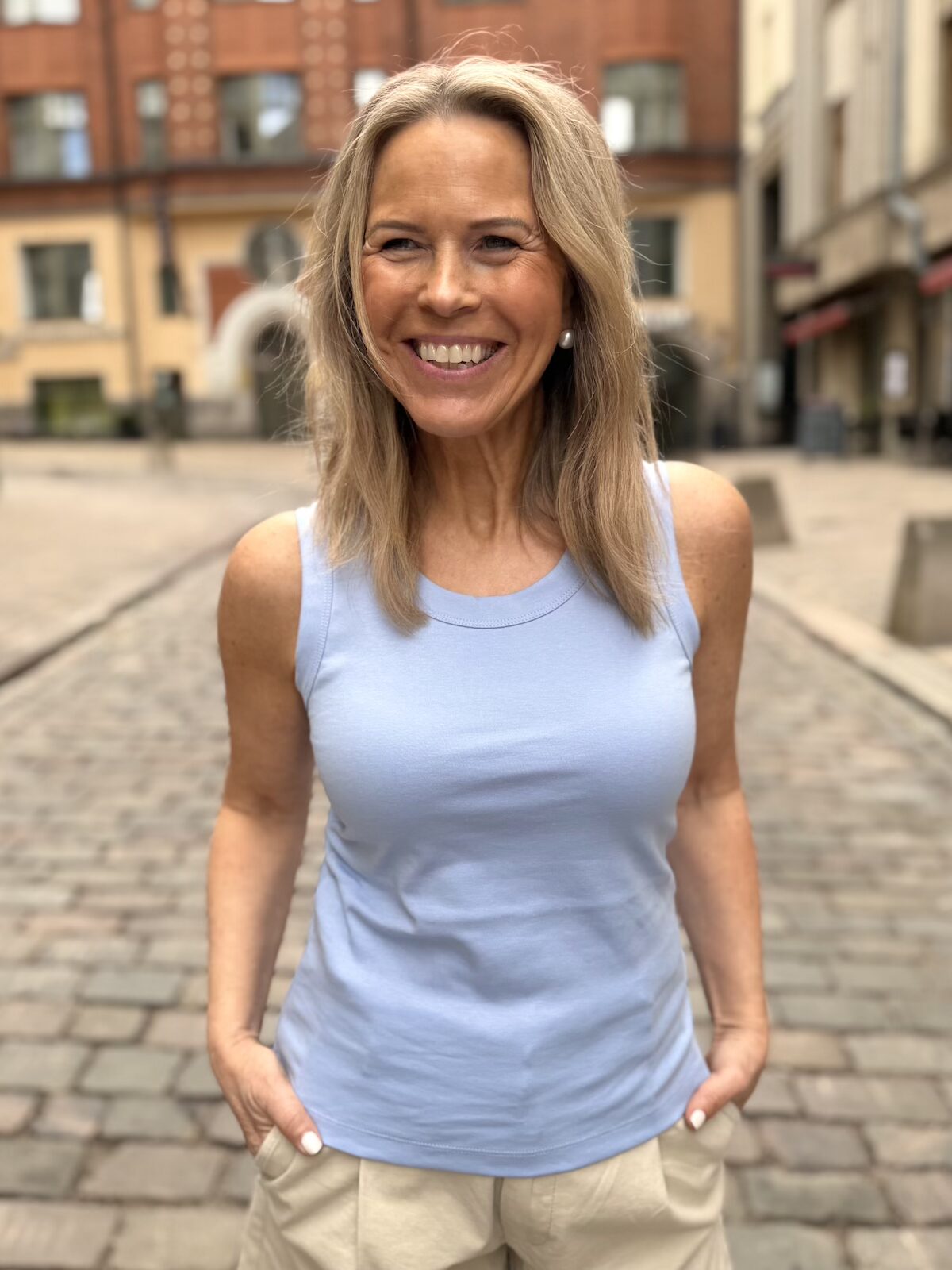 Bessy hihaton toppi; vaaleansininen