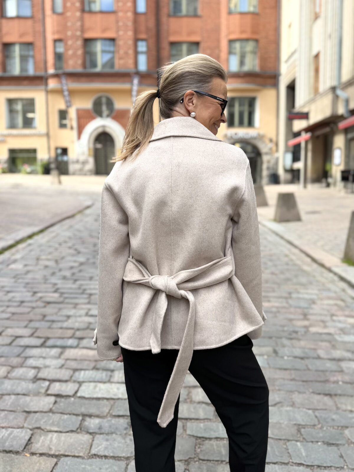 Zilla lyhyempi villakangastakki; vaalea beige melerattu - Image 3