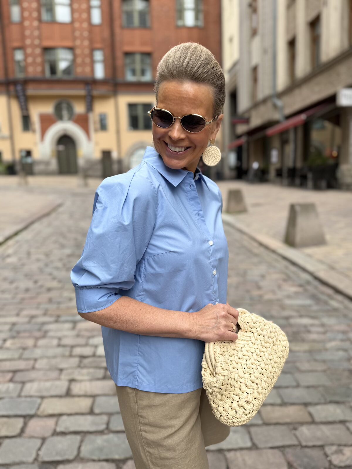 Gloria lyhythihainen paitapusero; taivaansininen - Image 3
