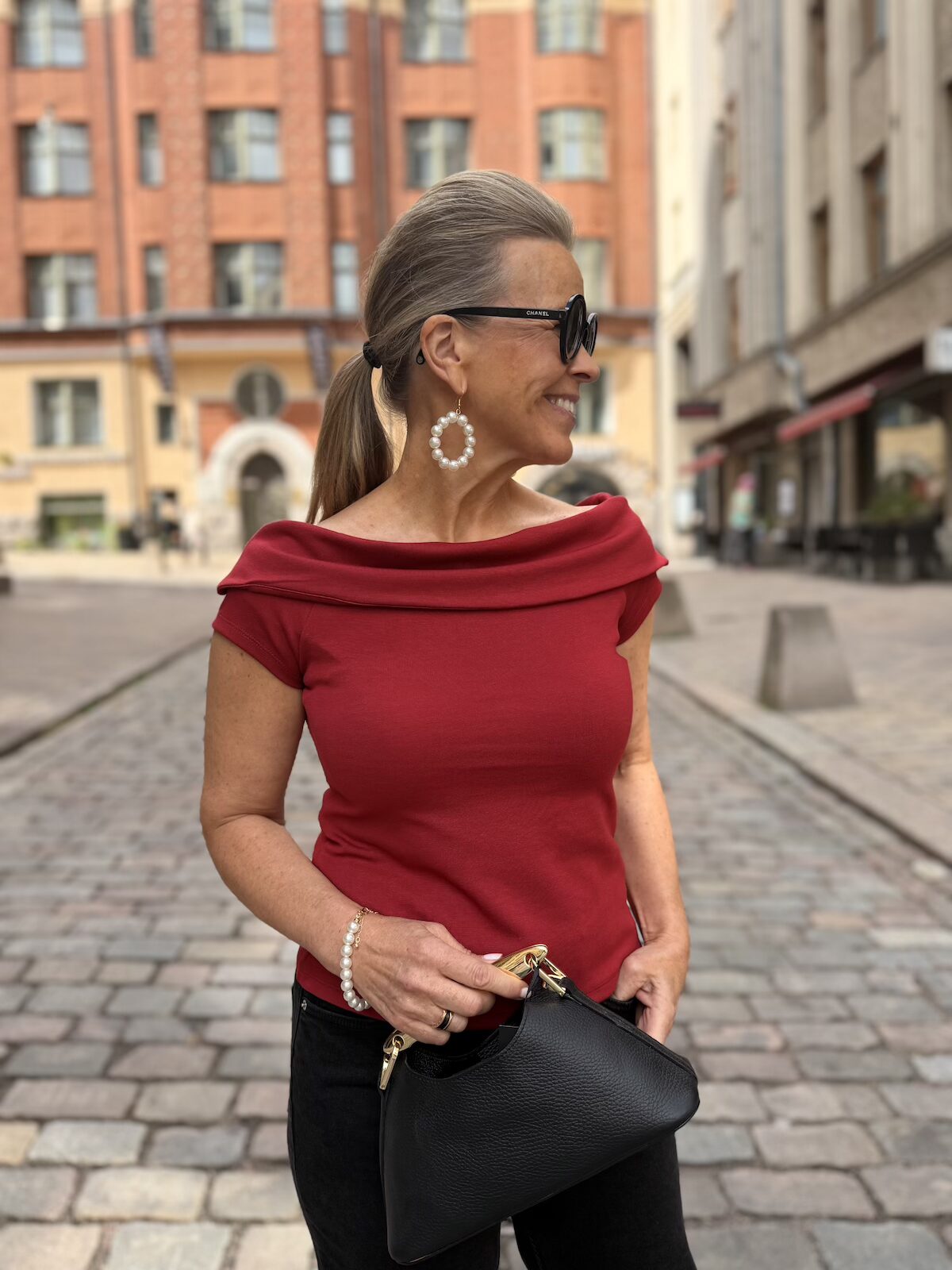 Carmen paita kauluksella; punainen - Image 3