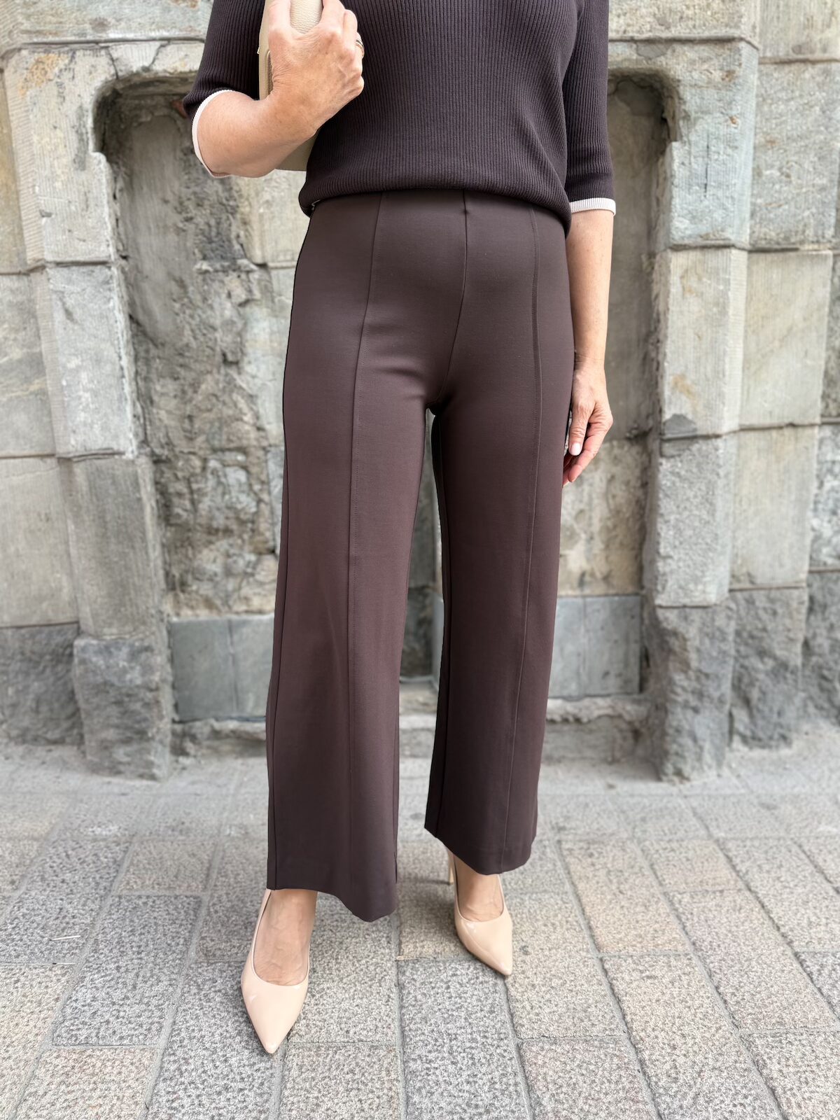 Ilissa culotte jerseyhousut; tummanruskea - Image 4