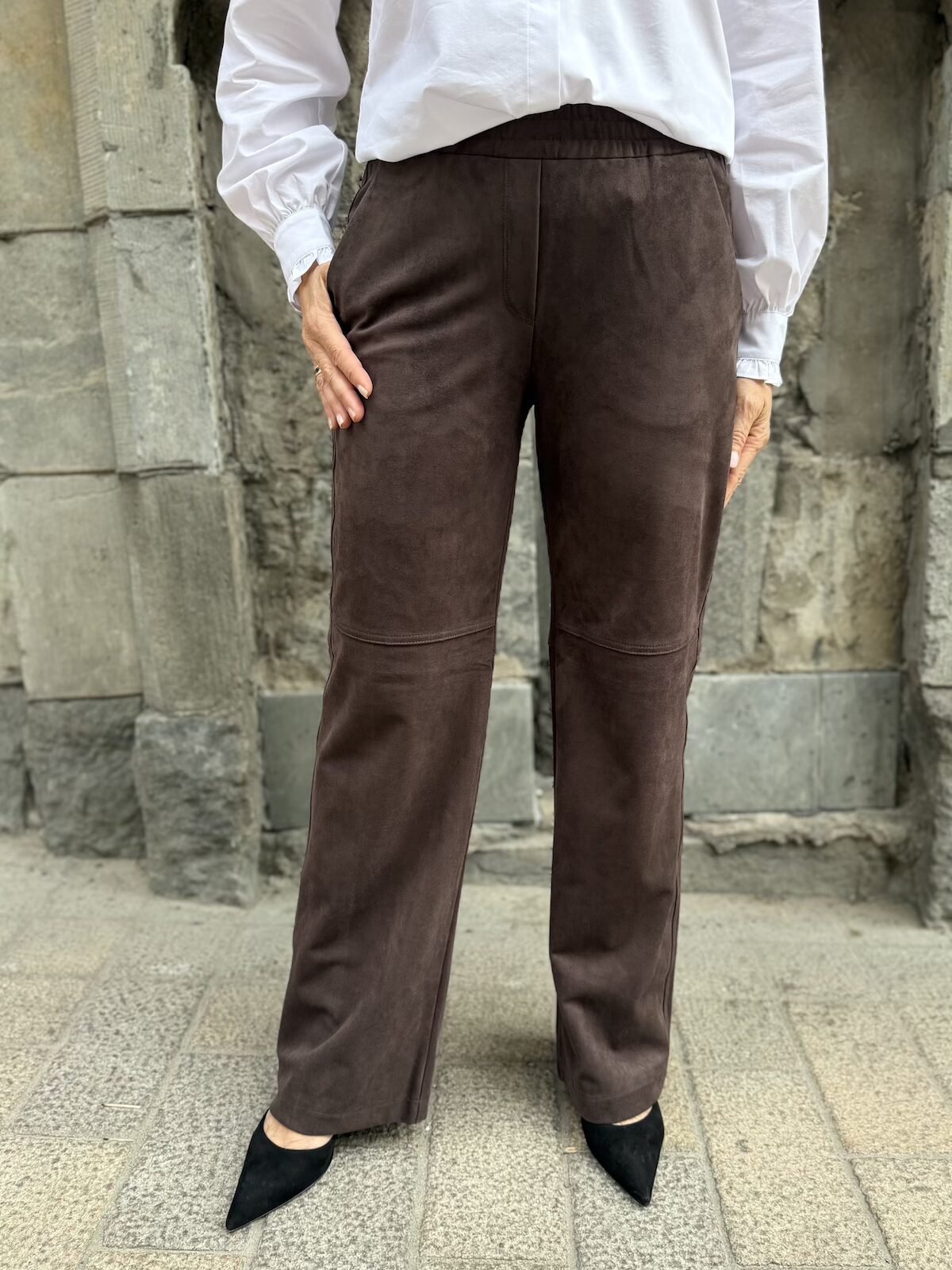 Chiara "mokka"housut 30" ja 32"; Truffle brown