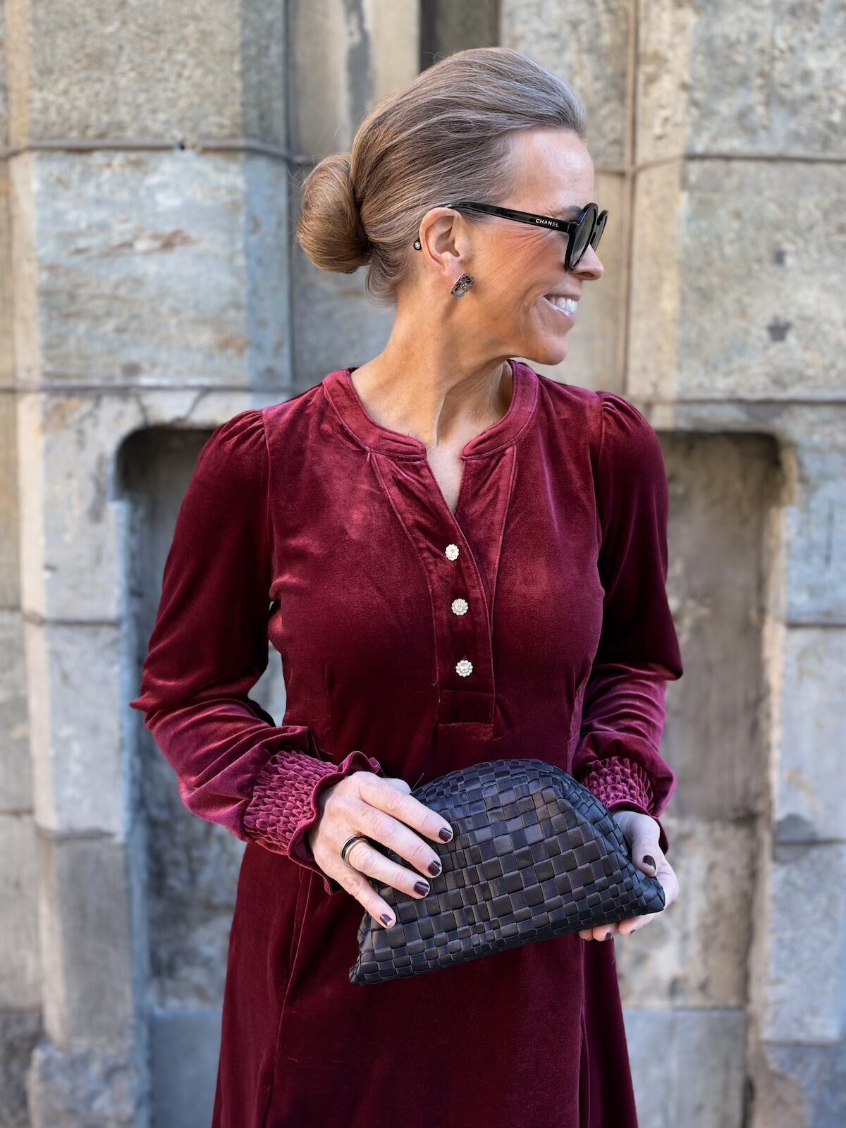 Chananna velourmekko; viininpunainen - Image 6