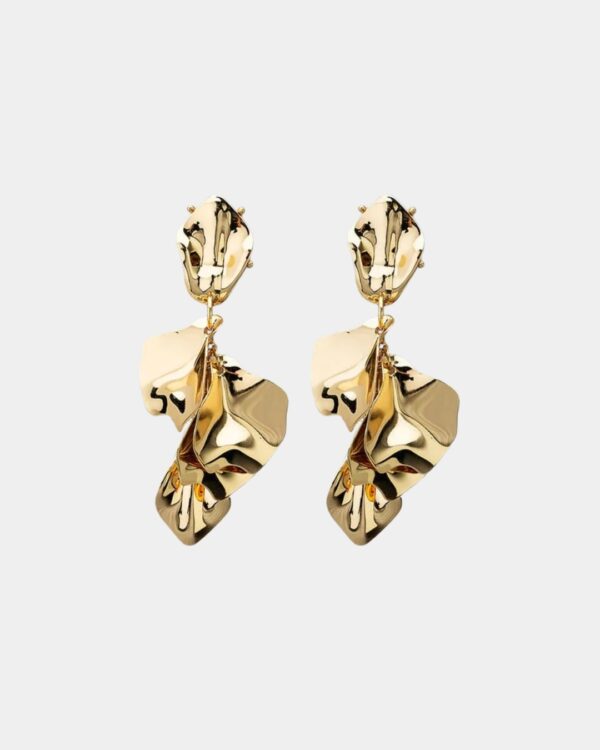 Leaf korvakorut; metallic gold 998